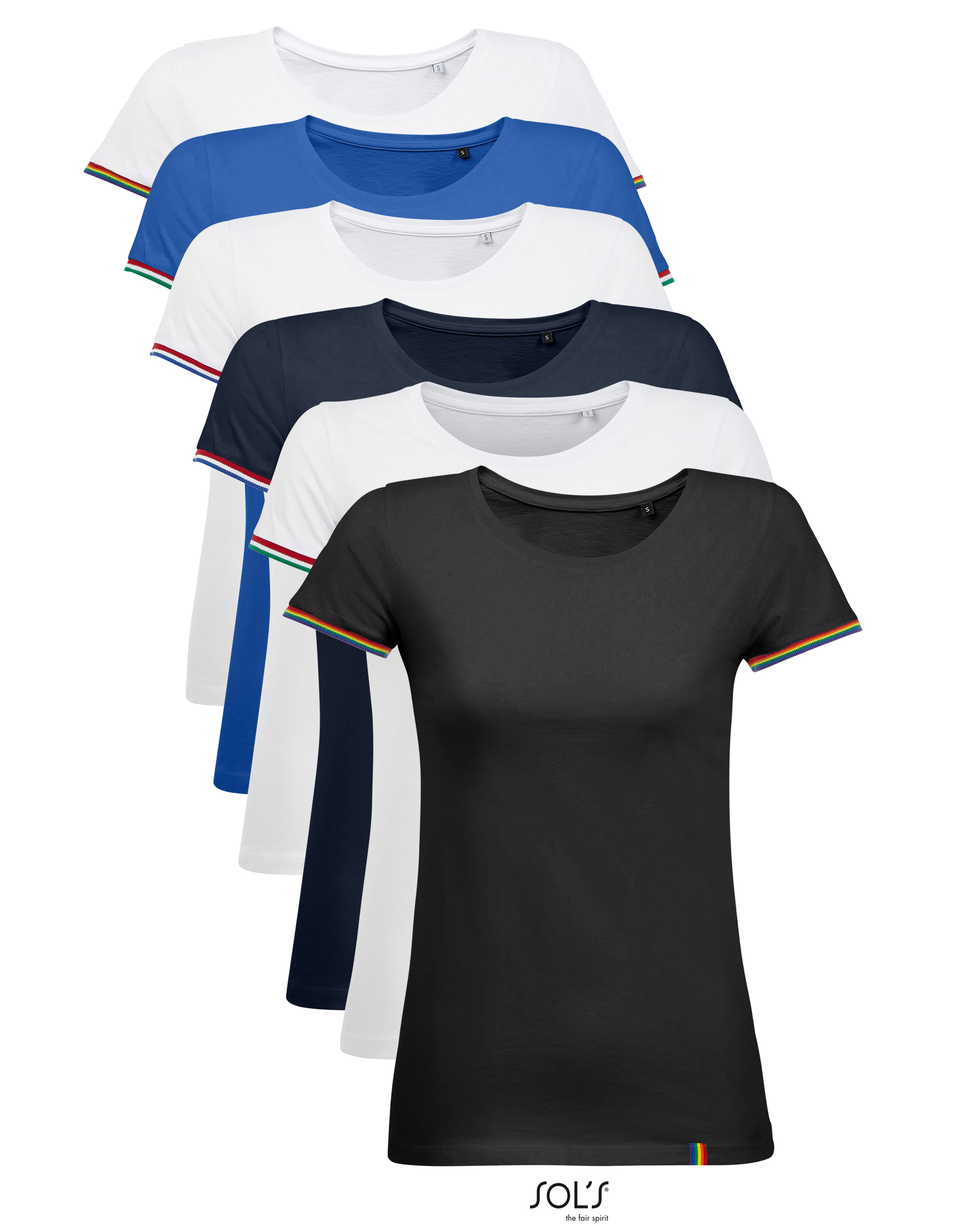 Dámské tričko s krátkým rukávem SOL´S Women´s Short Sleeve T-Shirt Rainbow White, Multicolore