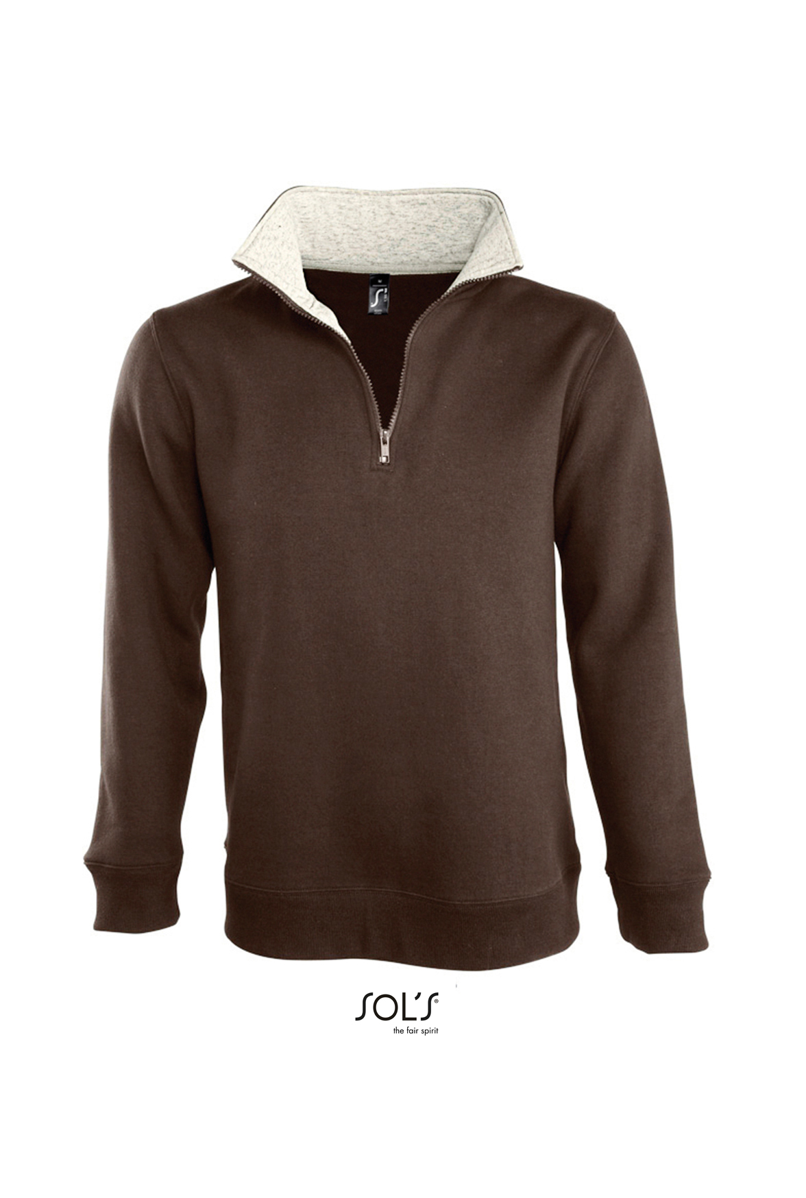 Classic Men's Sweatshirt SOL´S Men´s Sweat Shirt Scott 1/4 Zip Chocolate, Rope