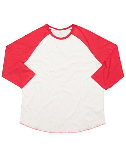 Men's Three Quarter Sleeve T-Shirt Mantis Superstar Unisex Baseball T Washed White, Warm Red